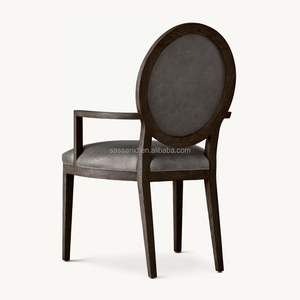 Chaise de salle à manger classique Sassanide, <span class=keywords><strong>fauteuil</strong></span> de salle à manger <span class=keywords><strong>rond</strong></span> en <span class=keywords><strong>cuir</strong></span> contemporain à la française - Product Image 4