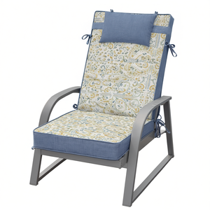 Coussins de chaise de jardin d'extérieur 120x55x8cm légèrement hydrofuges avec rembourrage en mousse et sangles de fixation, confortables pour une utilisation en extérieur - Product Image 1