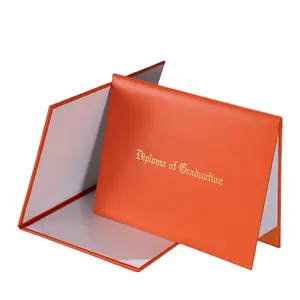 Cubierta personalizada de oro, Impresión de Certificado de grado universitario, graduación, certificado universitario, naranja