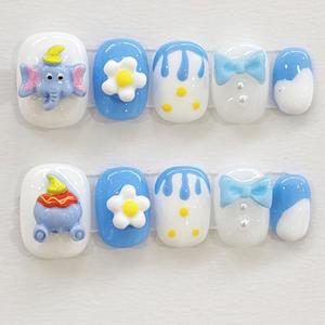 Hecho a mano cubierta completa prensa falsa Artificial en la punta de las uñas reutilizable uñas francesas flor Acrílico falso magnético Rhinestone <span class=keywords><strong>bailarina</strong></span> - Product Image 5