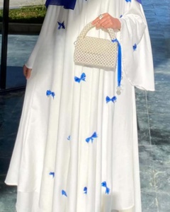 <strong>New</strong> Arrival Loose Waist Big Wing Long Dress Bow Decoration Stand Collar Flare Sleeves Women <strong>Abaya</strong> - Product Image 6