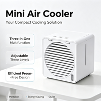 Ventilateur Rafraîchisseur d'Air Portable Nouveau Design en Plastique Capacité 700ml 7 Couleurs LED Mini Ventilateur de Table pour Camping-Car Voiture Chambre Extérieur