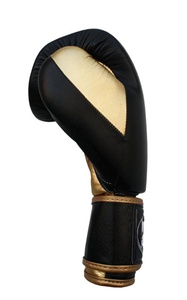 Guantes de boxeo de cuero negro deportivo de alta calidad 100% cuero puro de vaca guantes de boxeo con logotipo personalizado Muay Thai Kick - Product Image 3