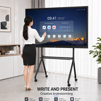 Tableau blanc interactif LCD 4K Android 14 de 65/75/85 pouces avec ordinateur intégré, support mobile, équipement éducatif, usine OEM