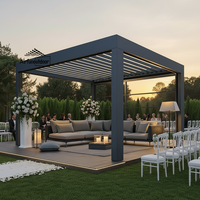 Pergola motorisée rétractable à lames orientables en aluminium de style chinois Airfun, écologique et durable, avec éclairage LED, protection contre le soleil et la pluie