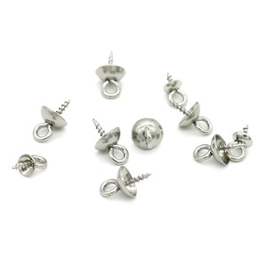 Support de pendentif en acier inoxydable, rond, fileté, œil de brebis, doré et argenté, pour la fabrication de colliers, composants de bijoux DIY - Product Image 2