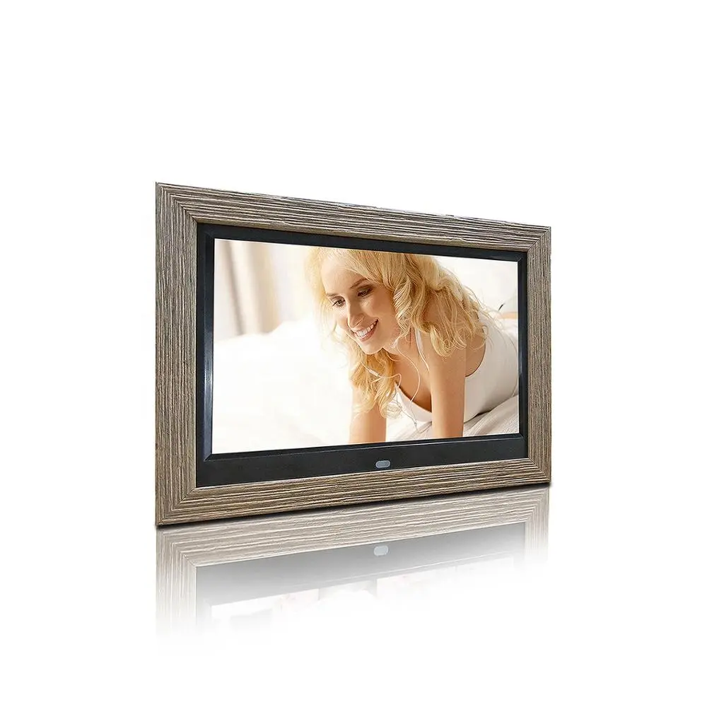 A granel durable vídeo autoplay de imagen comercial regalo 10 pulgadas de madera marco de fotos digital