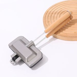 Poêle à sandwich double face en alliage d'aluminium, petite poêle métallique portable pour camping en extérieur, idéale pour griller les gâteaux et faire frire, durable - Product Image 6