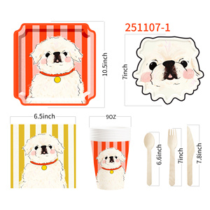 Juego de Vajilla para Fiesta de Perros DAMAI, Vajilla para Cumpleaños Infantiles, Incluye Platos de Papel, Servilletas, Manteles y Vasos para 8 Personas - Product Image 4