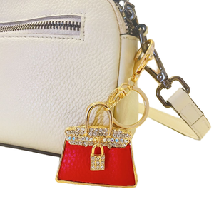 Llavero de Lujo Creativo de Cuero y Acero Inoxidable con Diseño de Diamantes de Imitación, Accesorio de Moda para Bolso - Product Image 1