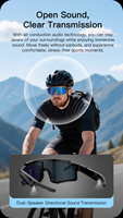 Lunettes Intelligentes IA avec Caméra 8MP pour Cyclisme en Extérieur (Enregistrement et Photos), IA pour Traduction, Musique et Appels Bluetooth M14