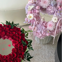 Keranjang Bunga Anyaman Tangan untuk Hari Valentine, Bahan Kemasan Buket, Perlengkapan Florist, Grosir