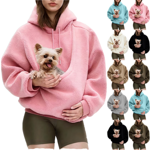 <span class=keywords><strong>Sweat</strong></span> à <span class=keywords><strong>capuche</strong></span> en polaire pour <span class=keywords><strong>femme</strong></span> avec poche porte-animal, surdimensionné, en sherpa, <span class=keywords><strong>chaud</strong></span> et confortable, pour petits chiens - Product Image 1