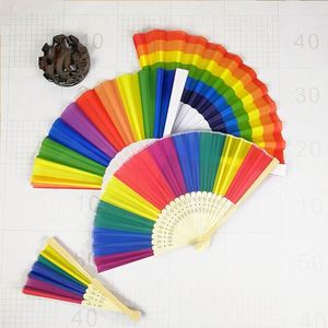 Custom Rainbow Bamboo Folding <b>Fans</b> Colorful Plastic <b>Handheld</b> <b>Fans</b> for LGBT Pride Wedding Decorations Home Decorations Painted - Product Image 5