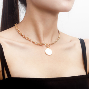 Bijoux transfrontaliers européens et américains épissé Dia griffe nacre pendentif collier en gros pour les femmes niche légère - Product Image 3