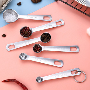 Juego de 6 cucharas medidoras de acero inoxidable 304, cucharas redondas de metal para ingredientes secos y líquidos, herramienta para hornear y cocinar - Product Image 3