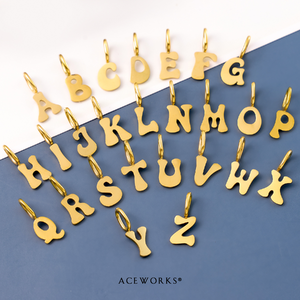 Amuleto con Letras Modernas |   Colgante de Acero Inoxidable con Baño de Oro PVD de 18K, Letras Mayúsculas del Alfabeto de la A a la Z, para Fabricación de Joyería - Product Image 4
