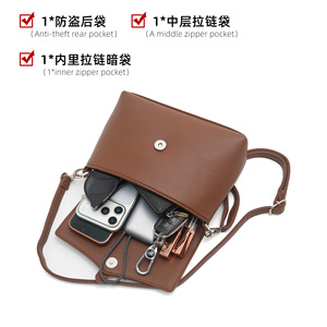 Pierre Loues Women's Shoulder <b>Bag</b> <b>Small</b> Square Anti Theft Flap Design For Everyday Use - Product Image 5
