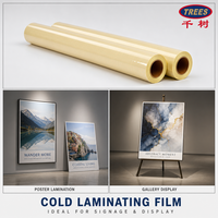 Rollo de Película de Laminación en Frío de Alta Calidad, Base Amarilla, 100G, 50M de Longitud, Película de PVC Brillante/Mate Anti-Decoloración para Impresión de Pósteres