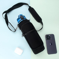 Housse de manchon de bouteille d'eau en néoprène étanche avec support de téléphone poche bouteille tasse pochette sac manchon emballage épaule transporteur