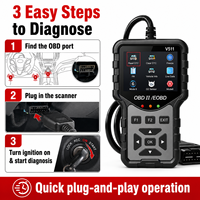 Outil de diagnostic OBD2 V511 pour voitures, lecteur de codes de panne du moteur, effacement des DTC, scanner de données en temps réel, outil de réparation automobile, 8 langues