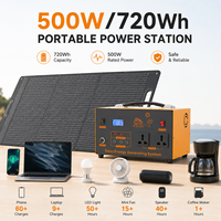 Station d'alimentation portable haute capacité 720Wh 500W, système de stockage d'énergie 12V 60Ah, source d'alimentation extérieure pour la pêche et la vie en van