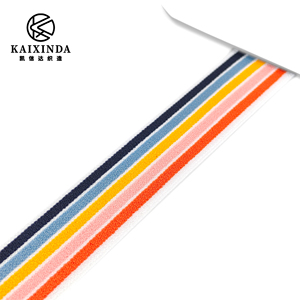 Vente en gros d'usine : Bande élastique en polyester colorée arc-en-ciel, à rayures multicolores, pour accessoires vestimentaires, ceintures et sangles décoratives - Product Image 3
