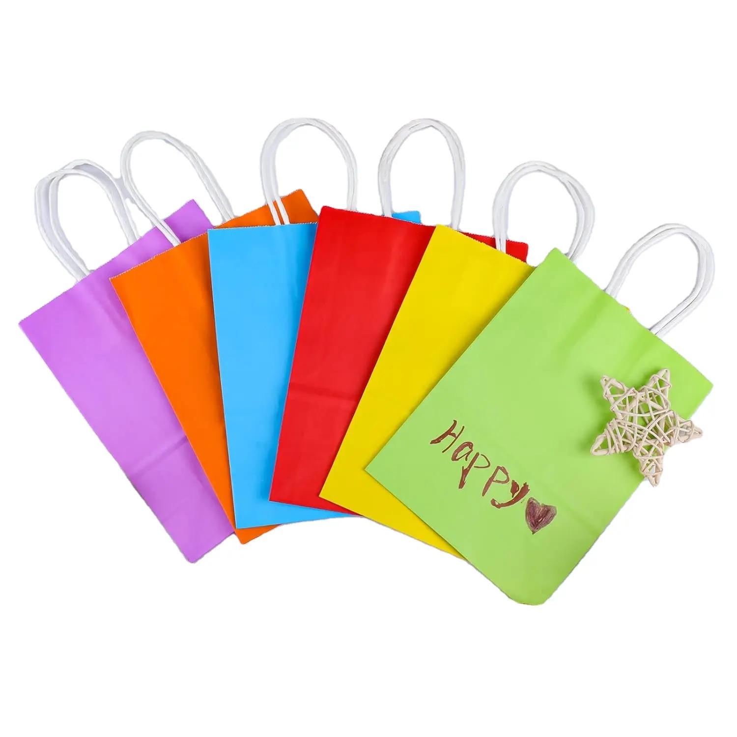 32 Pieces Paper Gift Bags Kraft Paper Party Favor Bags Bulk with Handles for Kids Birthday Baby Shower Crafts