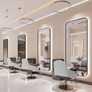 Juego de Muebles de Salón de Alta Gama, Silla de Estilismo de Lujo y Espejo de Pared con Iluminación para Salón de Belleza - Product Image 2