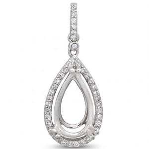 Componente de Joyería de Lujo con Corte de Pera, Semimontura para Colgante, Oro Sólido 10k 14k 18k, Engaste Halo con Diamante Cultivado en Laboratorio, Engaste Pavé, Componente para Colgante - Product Image 1