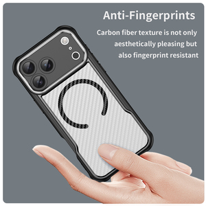 Funda Magnética para Teléfono con Textura de Fibra de Carbono para <span class=keywords><strong>iPhone</strong></span> 18 Pro Max, Carcasa Translúcida de TPU+PC a Prueba de Golpes para <span class=keywords><strong>iPhone</strong></span> 15 16 17 18 - Product Image 2