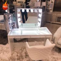 Coiffeuse Maquillage Phoenix Grande Table de Maquillage avec Miroir Bureau pour Ensemble de Maquillage Mobilier de Chambre