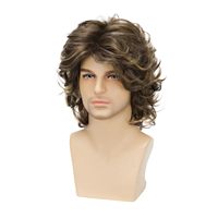 Perruque en cheveux synthétiques de haute qualité, perruque homme noire, cheveux longs bouclés et volumineux en fibres chimiques