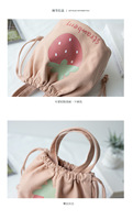 Mini bolso de mano de lona personalizado, versión coreana, bolso de cubo con boca agrupada con cordón, fiambrera, Bolso pequeño de tela