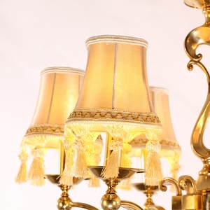 Candelabro de latón antiguo estilo francés clásico cobre cristal K9 lámpara colgante - Product Image 5