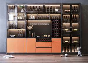 Mesa Auxiliar Moderna de Madera Maciza para Sala de Estar de Lujo con Vinoteca y Estación de Buffet para Restaurante - Product Image 3