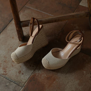 WETKISS Factory OEM Boho Styles sandali estivi in lino a punta stretta con cinturino alla caviglia espadrillas sandali da donna sandali con zeppa - Product Image 3