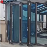 Porte patio pliante en aluminium robuste à rupture de pont thermique, avec panneaux en verre trempé double, design européen de haute qualité Rolansini