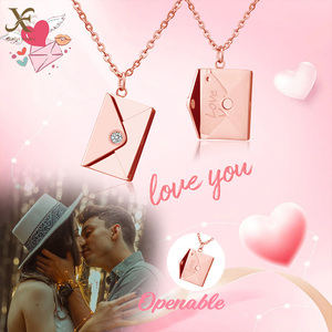 Collana con Messaggio d'Amore XF Jewelry, Ciondolo Inciso in Acciaio Inossidabile con Messaggio Segreto 'Ti Amo' per San Valentino - Product Image 1