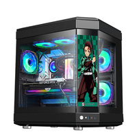 Cajas de Ordenador para Juegos ATX de Doble Vidrio Templado con Pantalla, Gabinetes de Vidrio Cúbicos Económicos de Fábrica, Carcasas para PC de Juegos, Chasis de Escritorio