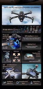 Drone GPS avec caméra double HD professionnelle 4K FPV, évitement d'obstacles à 360°, moteur sans balais, quadricoptère - Product Image 6