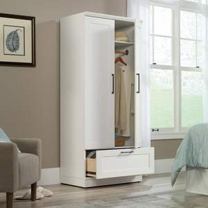Armoire de meubles Armoire, <span class=keywords><strong>casier</strong></span> à 2 portes avec étagères réglables/tiges de suspension, armoire minimaliste moderne de chambre à coucher, <span class=keywords><strong>blanc</strong></span> - Product Image 3