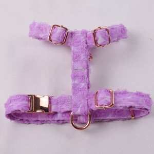OEM özel çiçek mor H köpek koşum Set hiçbir çekme ayarlanabilir Polyester sevimli moda lüks kurşun demeti küçük köpekler için - Product Image 2