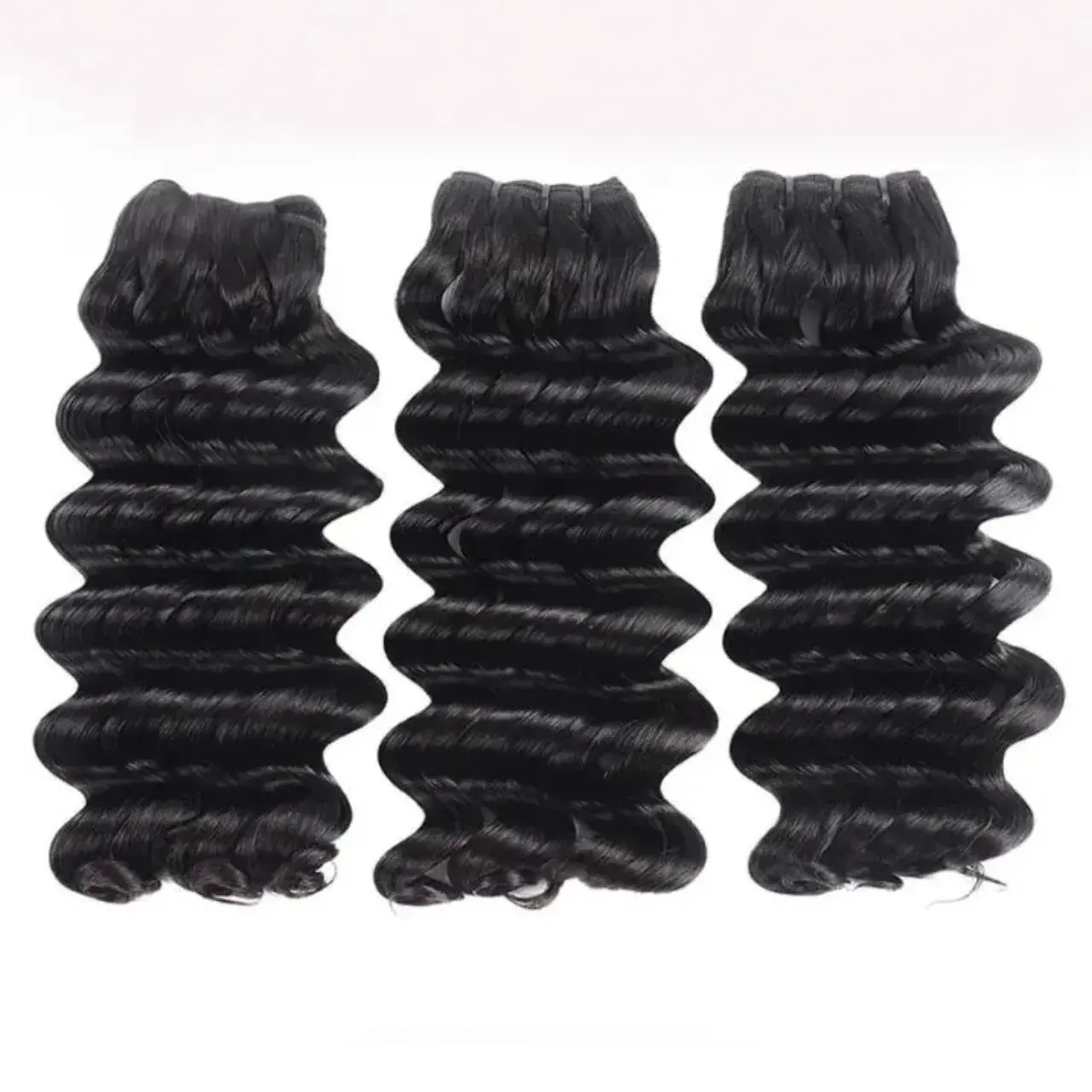 Volumen de stock de clientes en todo el mundo, la mejor alta calidad con cabello crudo Tejido de cabello de lujo con ondas profundas