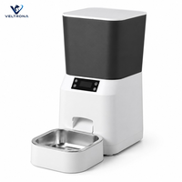 Distributeur automatique de nourriture pour animaux de compagnie, distributeur de nourriture pour chats et chiens à quantité fixe et programmée avec enregistrement vocal, bol en acier inoxydable