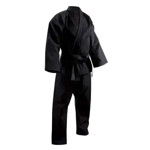 Última llegada diseño personalizado Durable Material algodón/poliéster negro Karate trajes de entrenamiento de artes marciales uniforme Gi para venta