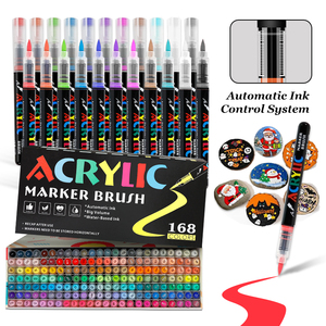 Marcadores de Pintura Acrílica al por Mayor del Fabricante, <span class=keywords><strong>168</strong></span> Colores, Punta de Pincel Suave, Secado Rápido, Resistentes al Agua, para Pintura DIY - Product Image 1
