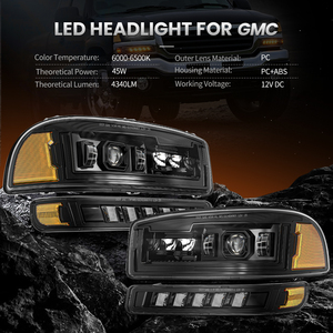 DOT-Zugelassene <span class=keywords><strong>LED</strong></span>-Projektionsscheinwerfer für 1999-2007 GMC Sierra 1500 2500 HD 3500 GMC Yukon XL mit Blinker DRL Seitenmarkierung - Product Image 2