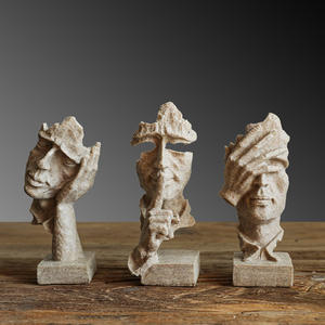 Ornamenti per la Casa dal Design Astratto Statua in Resina il Silenzio è Oro del Pensatore Creativo Astratto Scultura Decorativa in Resina - Product Image 1