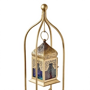 2027 Ramadan Decorations Handmade Gold Metal Stand with 3 <b>Mini</b> Hanging Moroccan <b>Lanterns</b> - Product Image 6